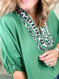 Tara Leopard Trim Top