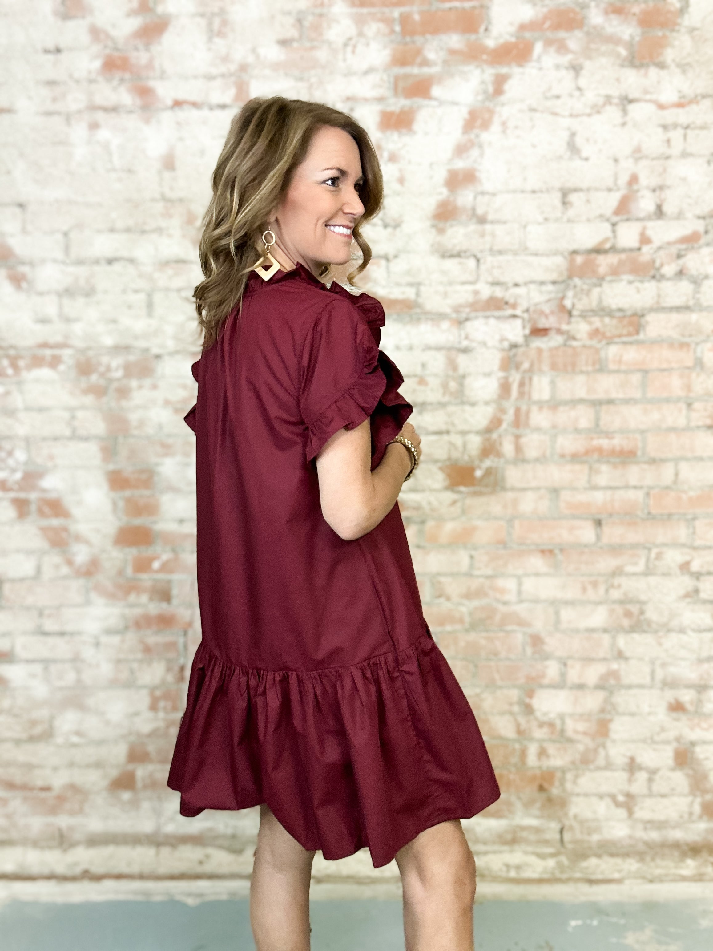 Krista Ruffle Button Front Dress