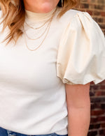 THML Leather Puff Sleeve Top