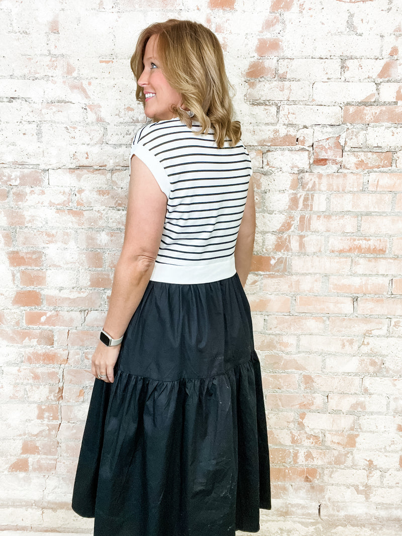 Maribel Half Stripe Midi Dress