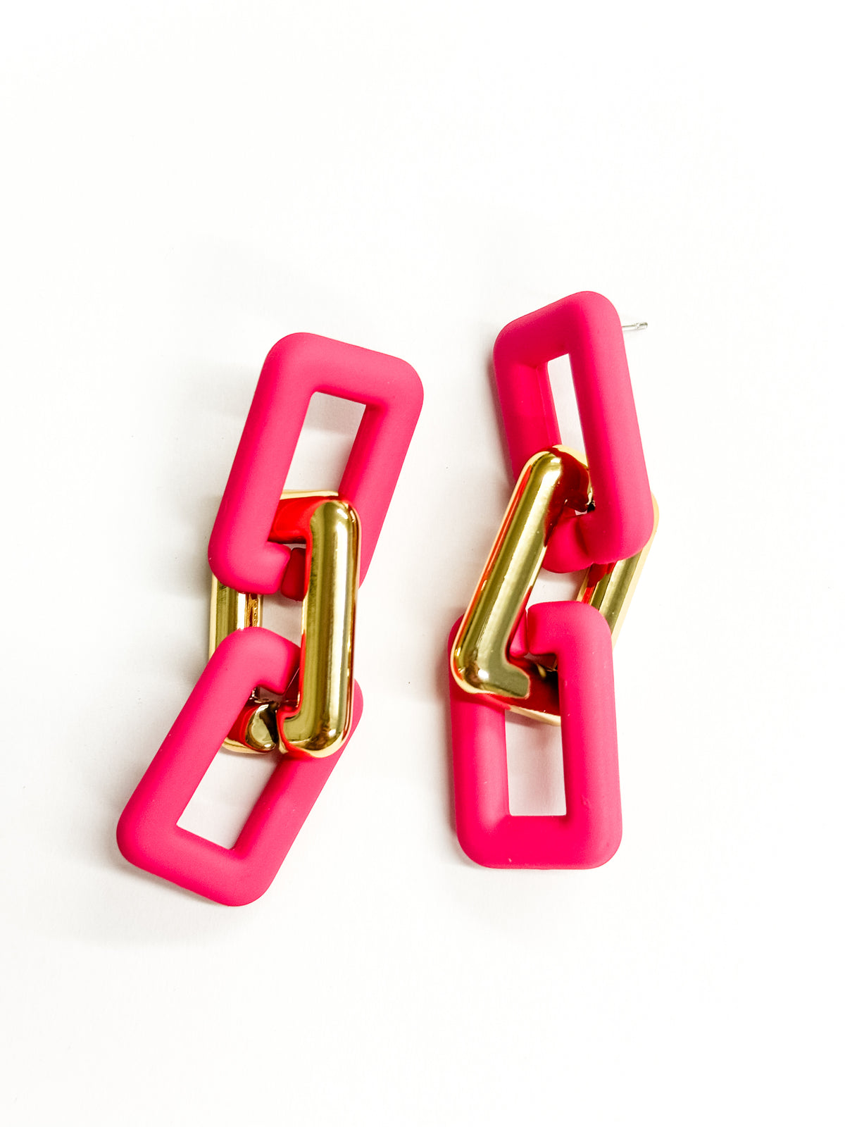 Karyn Chunky Pink Link Earrings