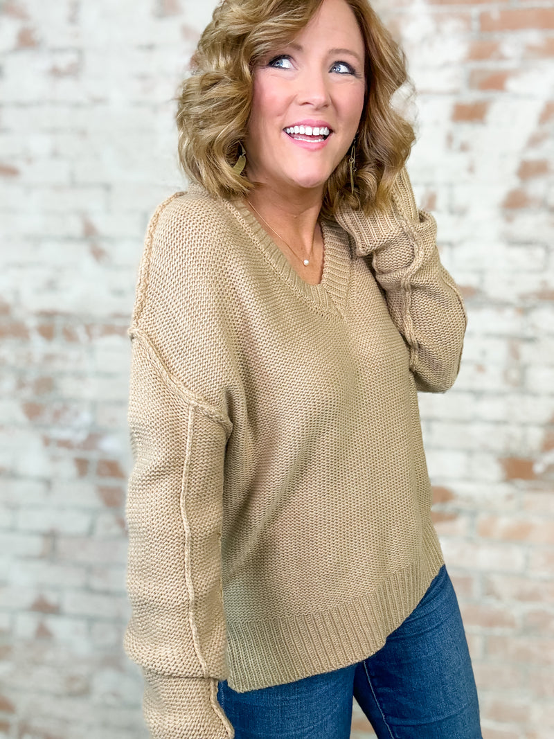 Gayle Chunky V-Neck Knit Sweater