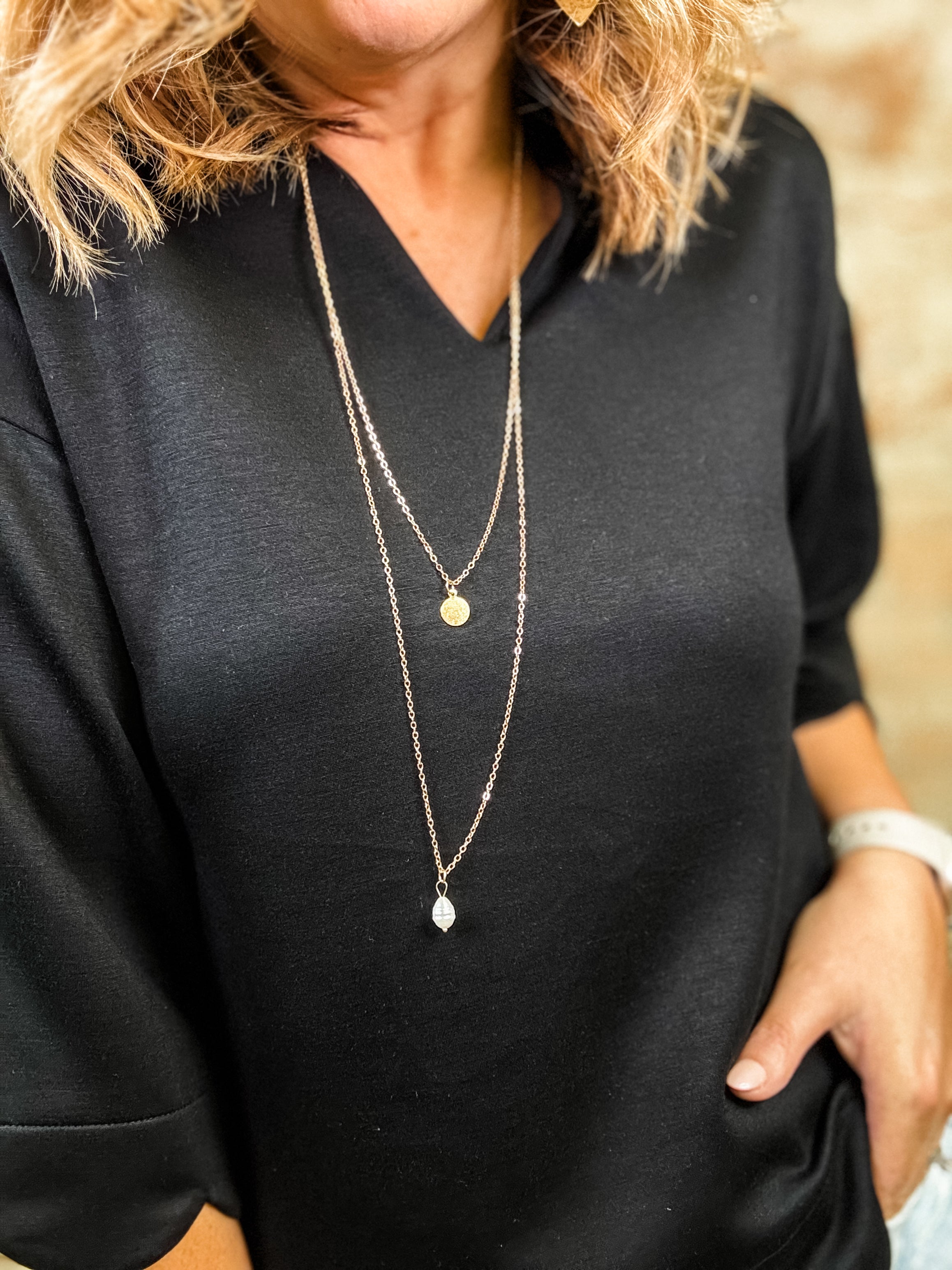 Janice Pearl + Coin Layered Necklace