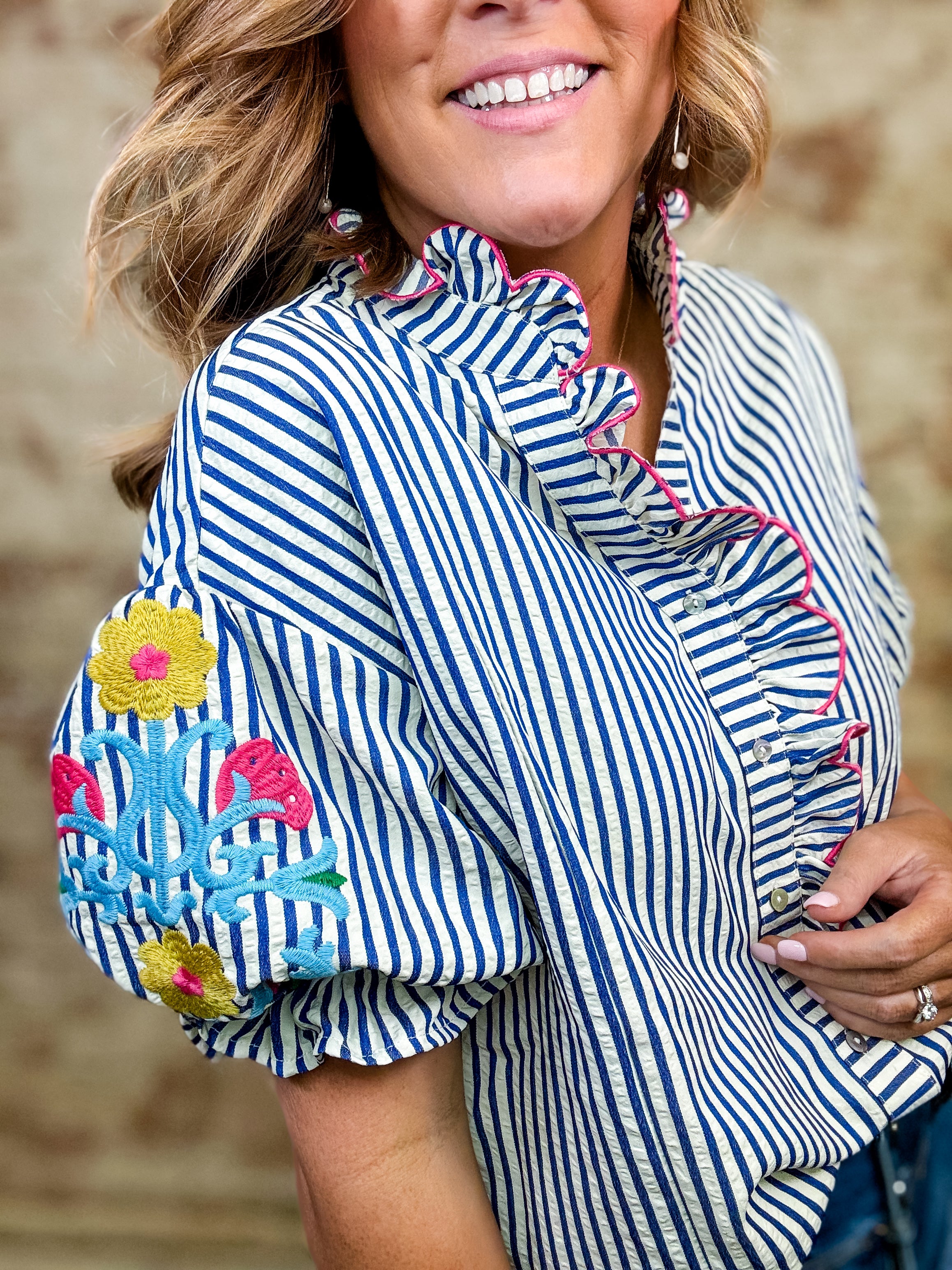 Siena Embroidered Sleeve Top