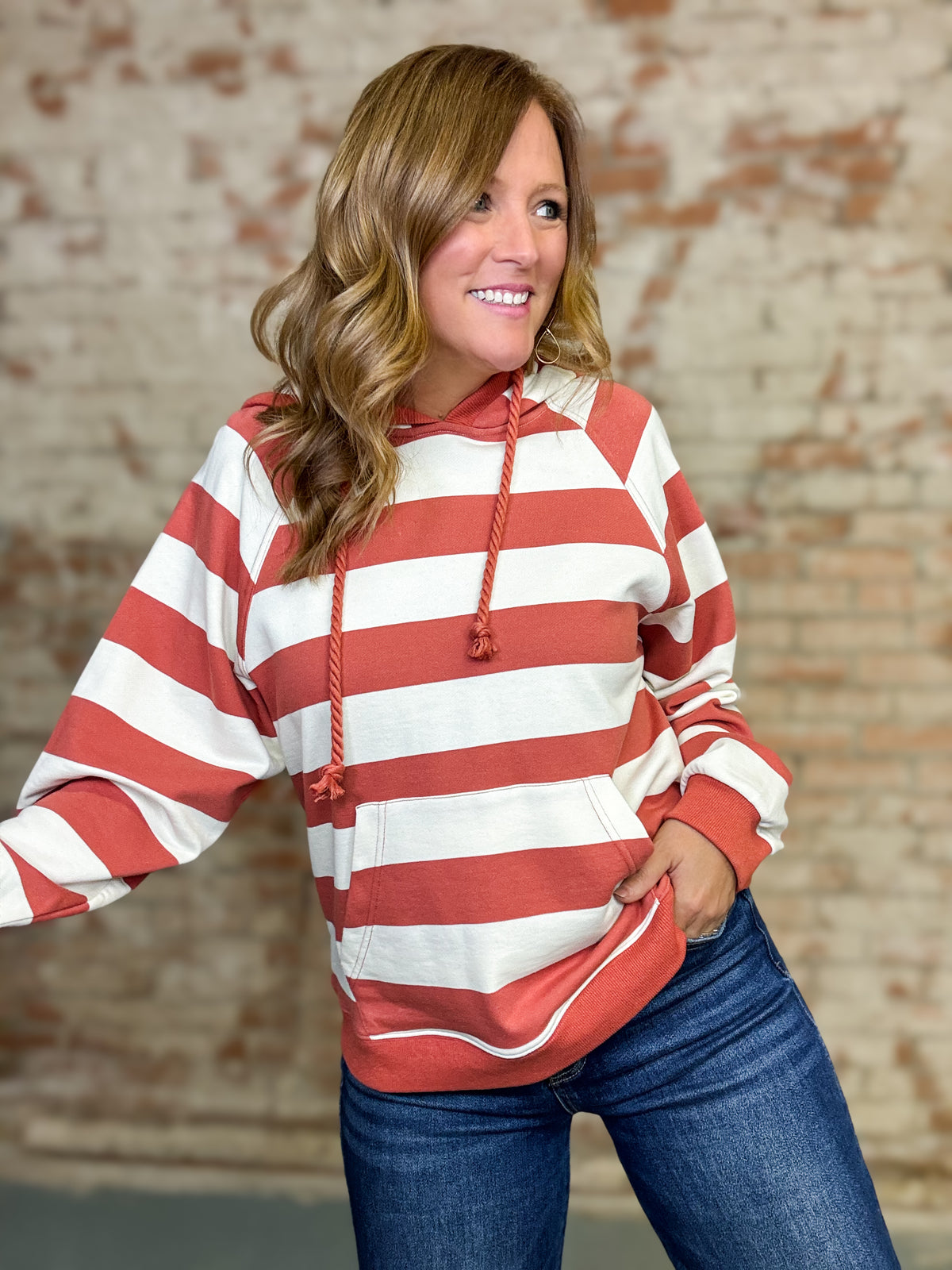 Clarence Stripe Hoodie Top