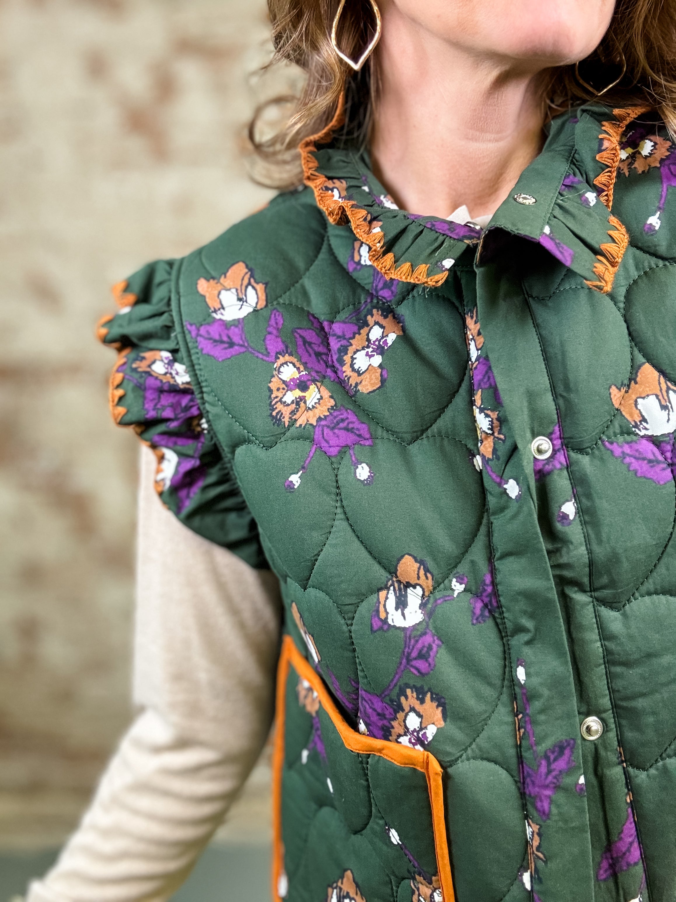 Kathie Quilted Floral Vest