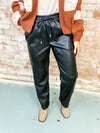 THML Vanessa Black Leather Jogger Pants