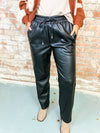 THML Vanessa Black Leather Jogger Pants