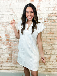 Gabby Textured Bubble Sleeve Dress - FINAL SALE