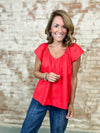Guinn Linen Blend V-Neck Top