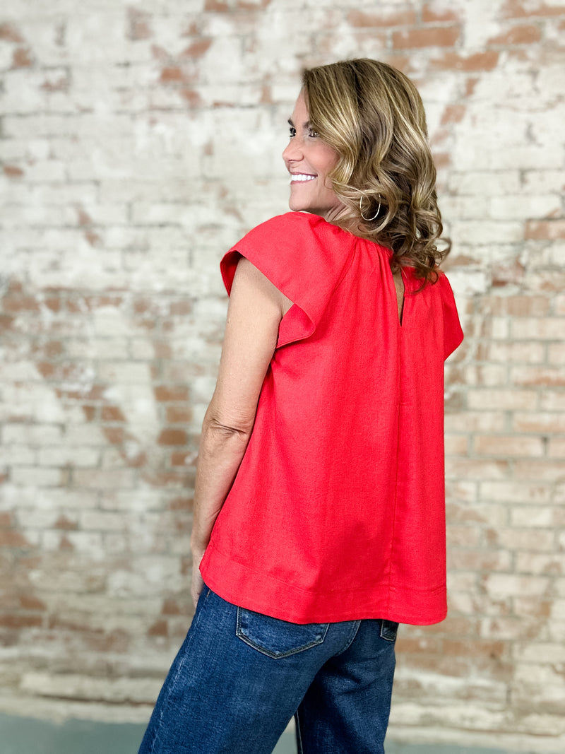 Guinn Linen Blend V-Neck Top