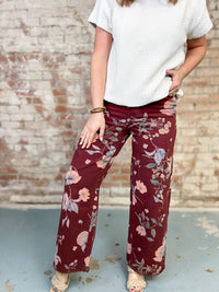 Burgundy Floral Pants