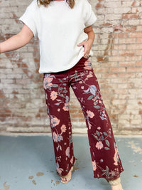 Burgundy Floral Pants