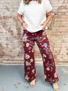 Burgundy Floral Pants