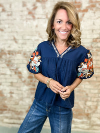 THML Trinity Embroired Sleeve Top
