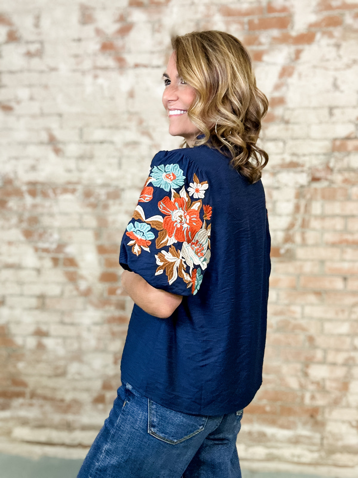 THML Trinity Embroired Sleeve Top