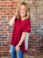 Curvy Linen Mixed Print Hem Top