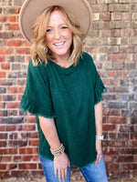Linen Frayed Hem Top