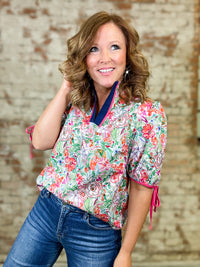 Elory Contrast Floral Top