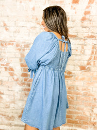 Gracelynn Square Neck Light Denim Dress