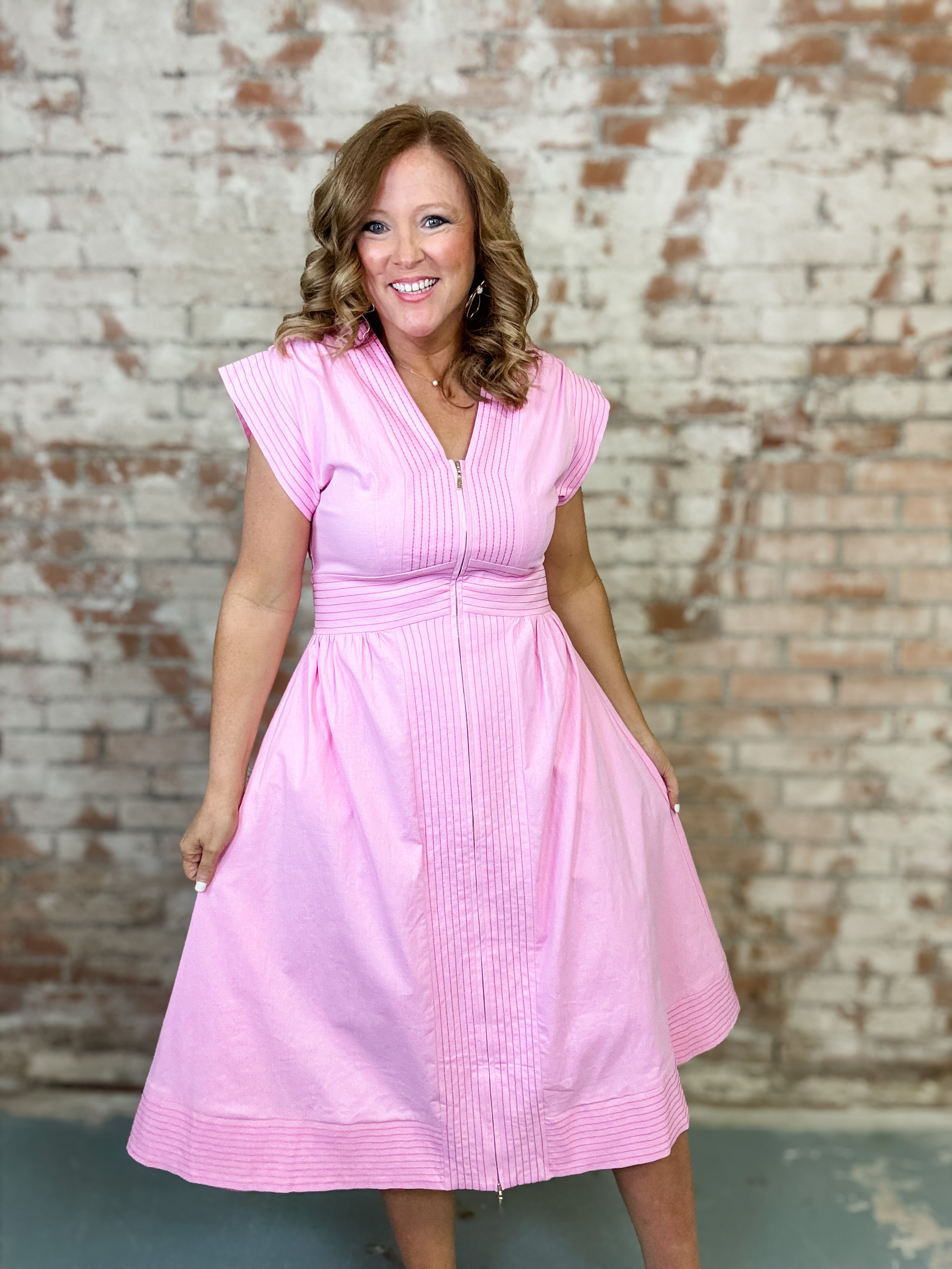 THML Kaylani Pintuck Midi Dress