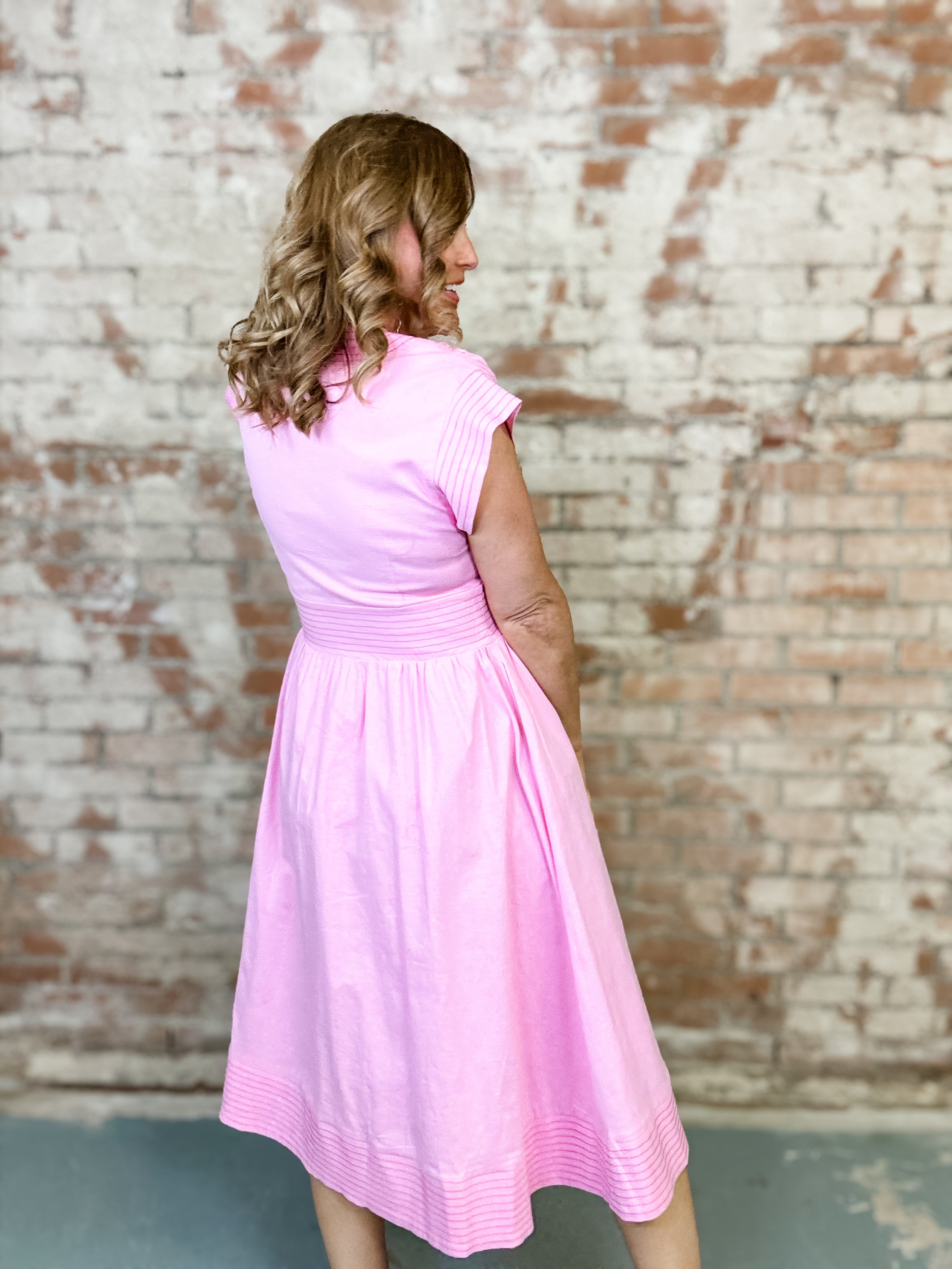 THML Kaylani Pintuck Midi Dress