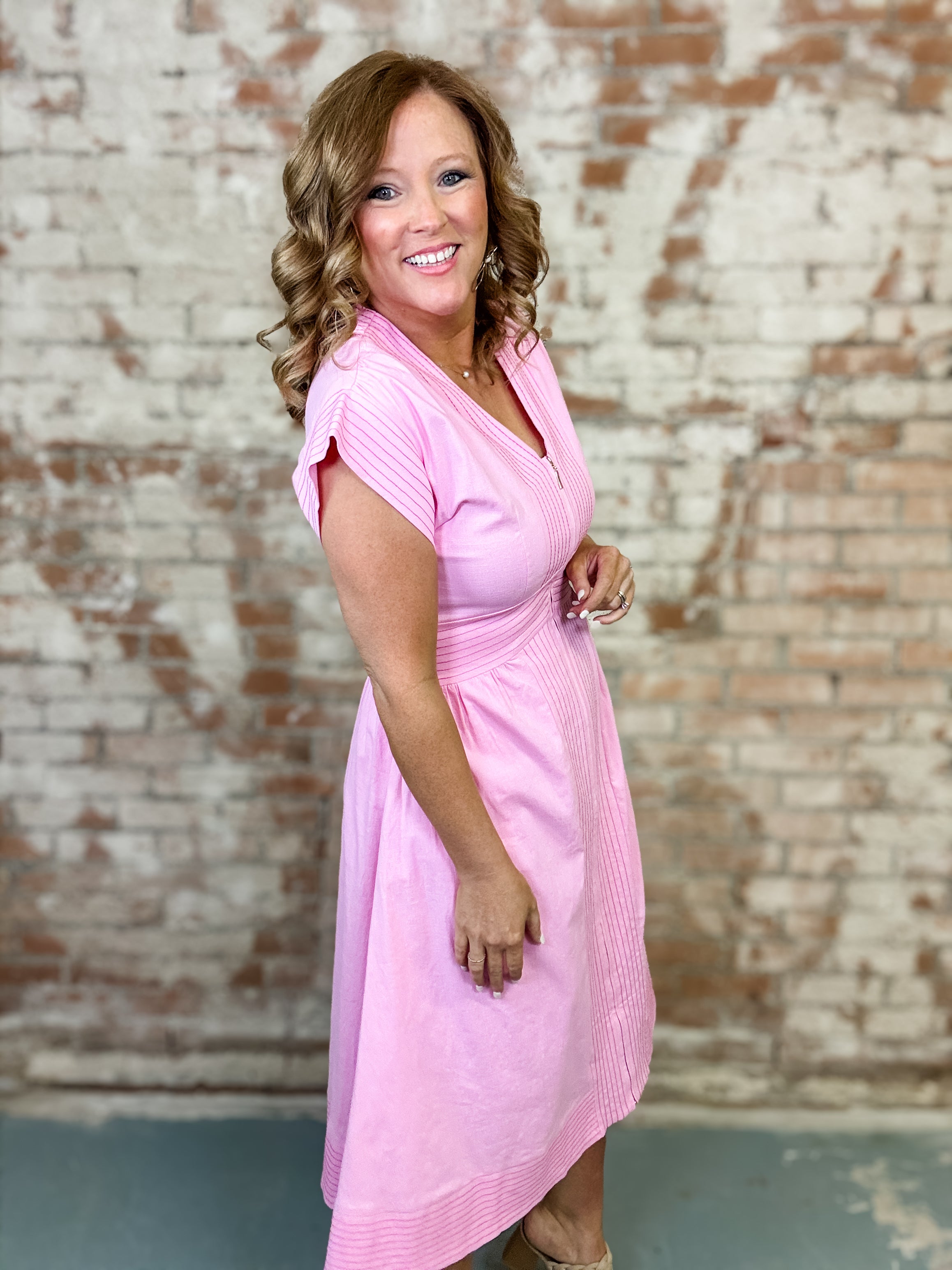 THML Kaylani Pintuck Midi Dress