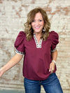 Aster Leopard Trim Top