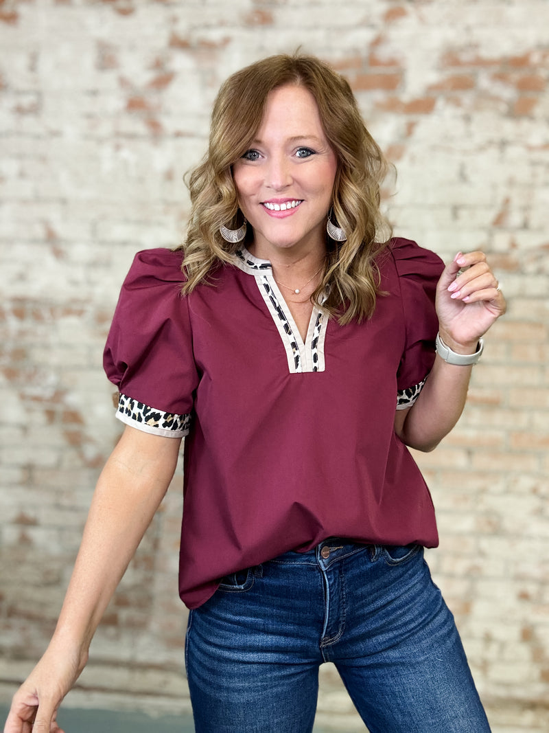 Aster Leopard Trim Top