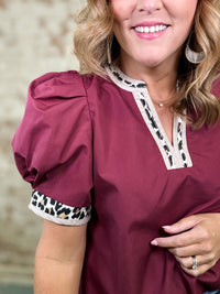 Aster Leopard Trim Top