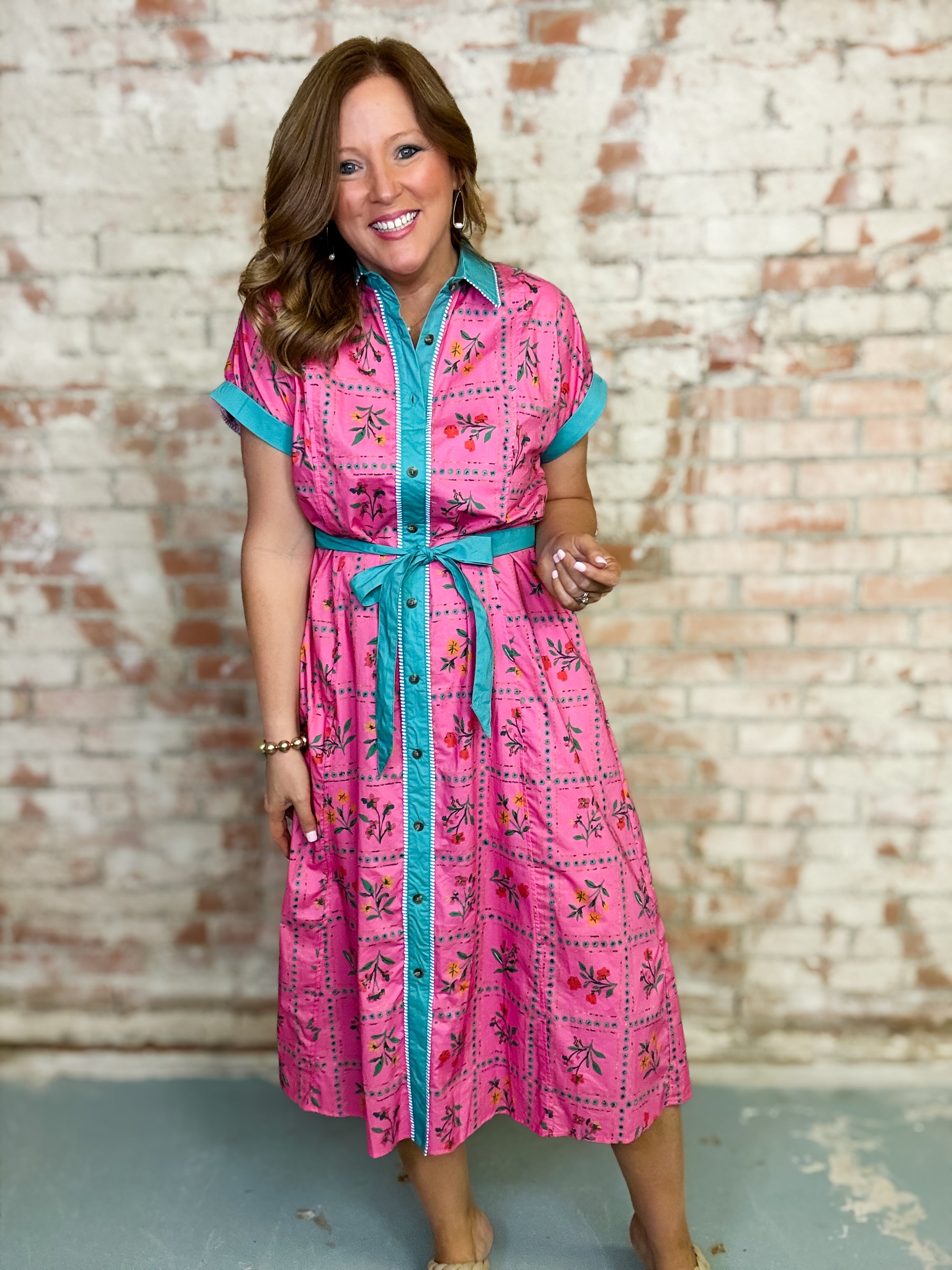 Mandi Button Front Midi Dress