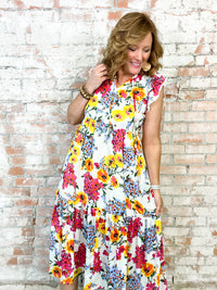 THML Averi Floral Midi Dress - FINAL SALE