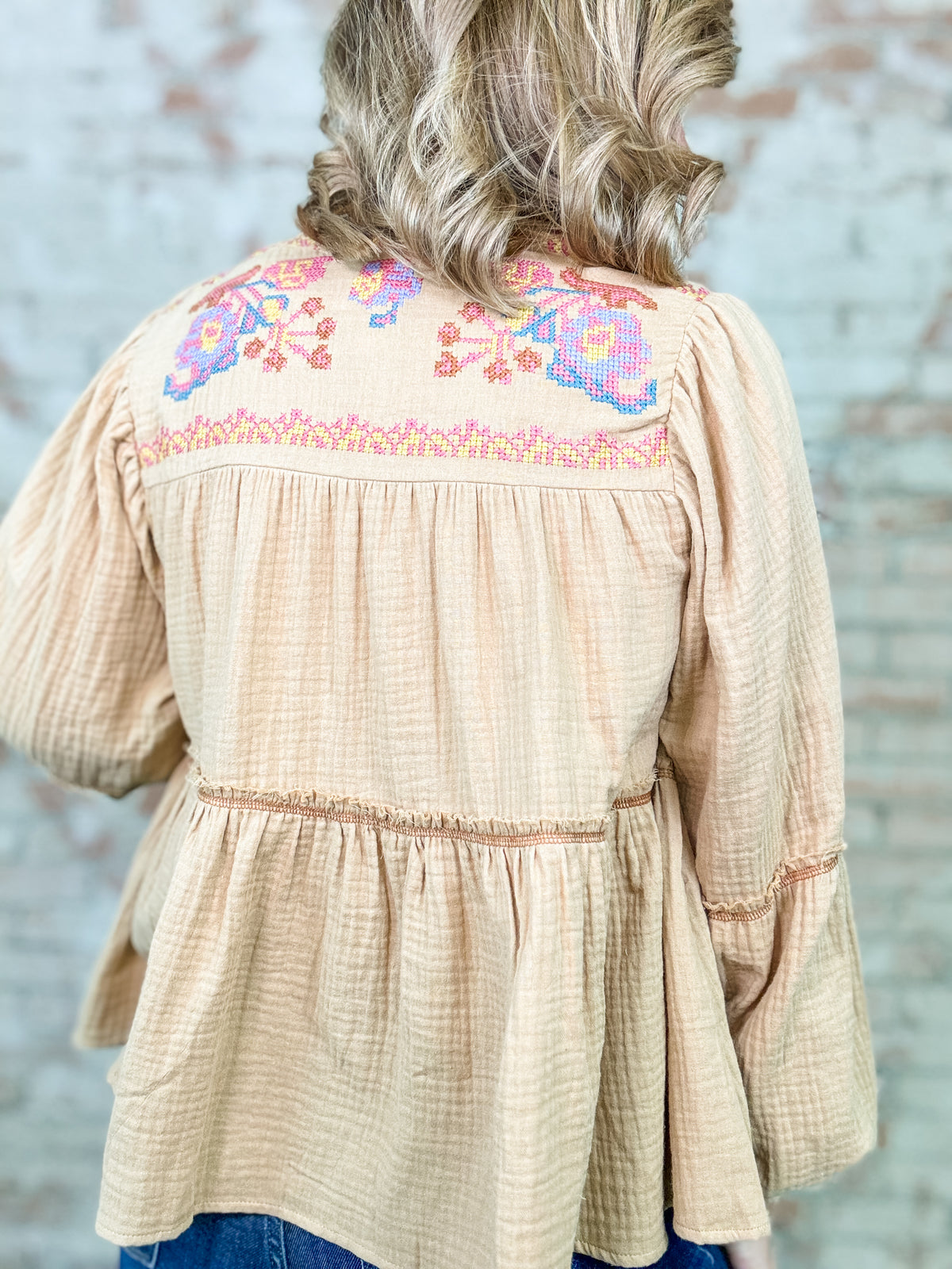 Kelcie Embroidered Tiered Top