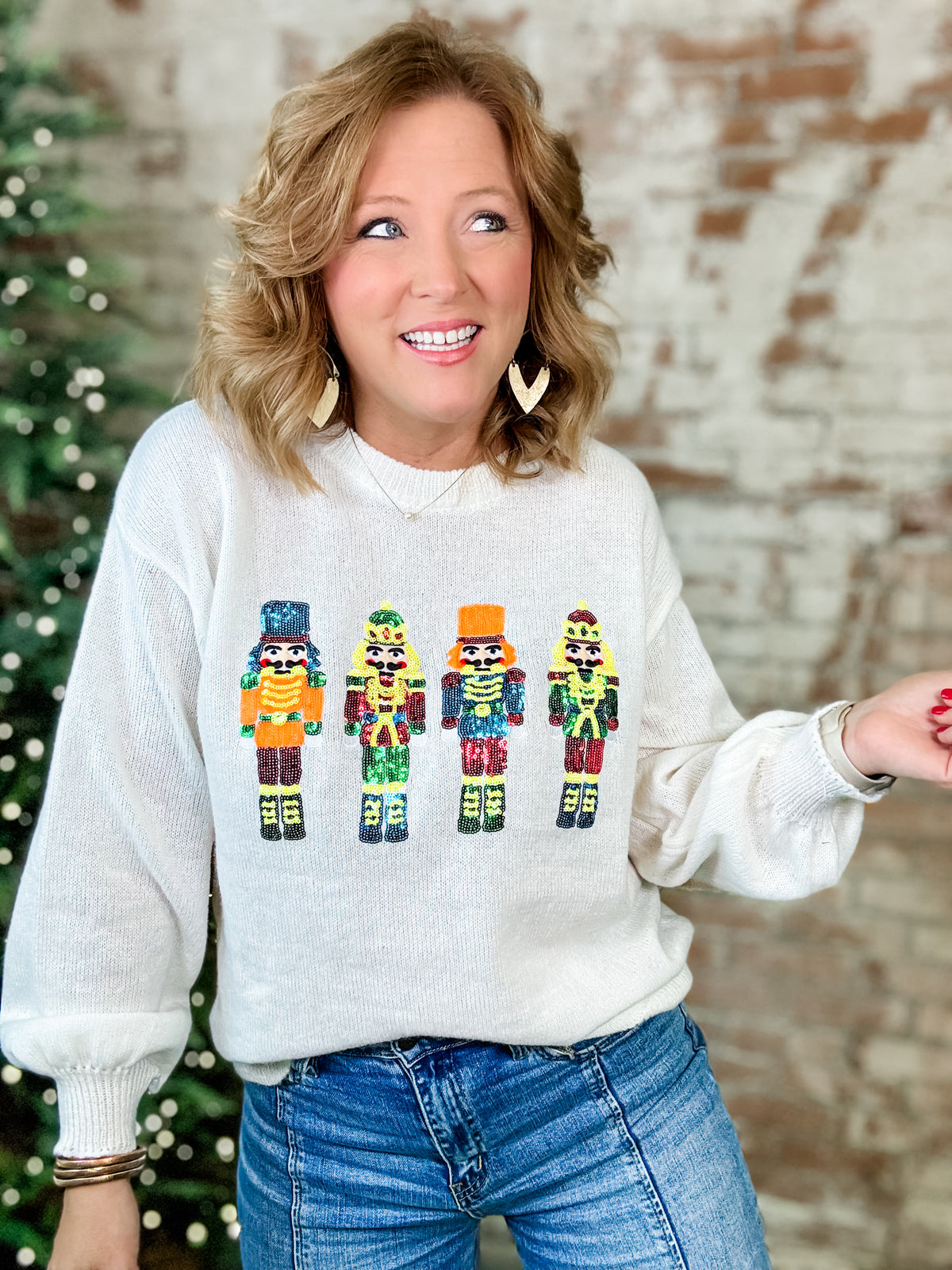 Snowball Sequin Nutcracker Sweater - FINAL SALE