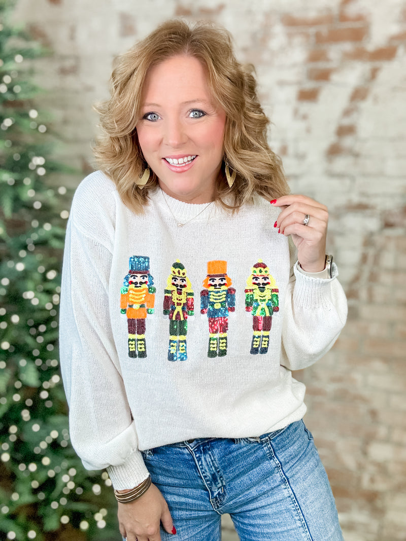 Snowball Sequin Nutcracker Sweater - FINAL SALE