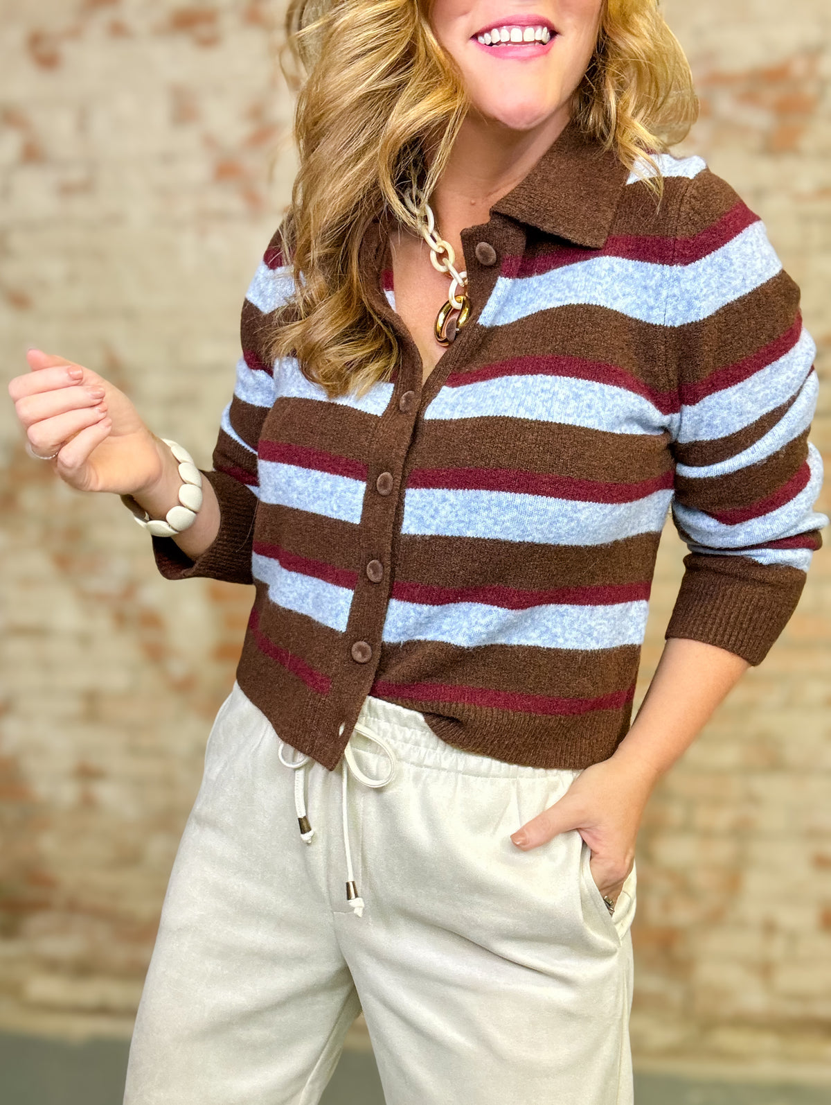 THML Larinda Stripe Sweater Top