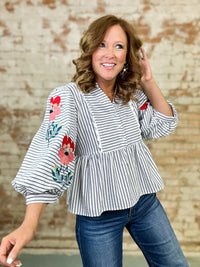Hilda Embroidered Babydoll Top