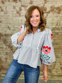 Hilda Embroidered Babydoll Top