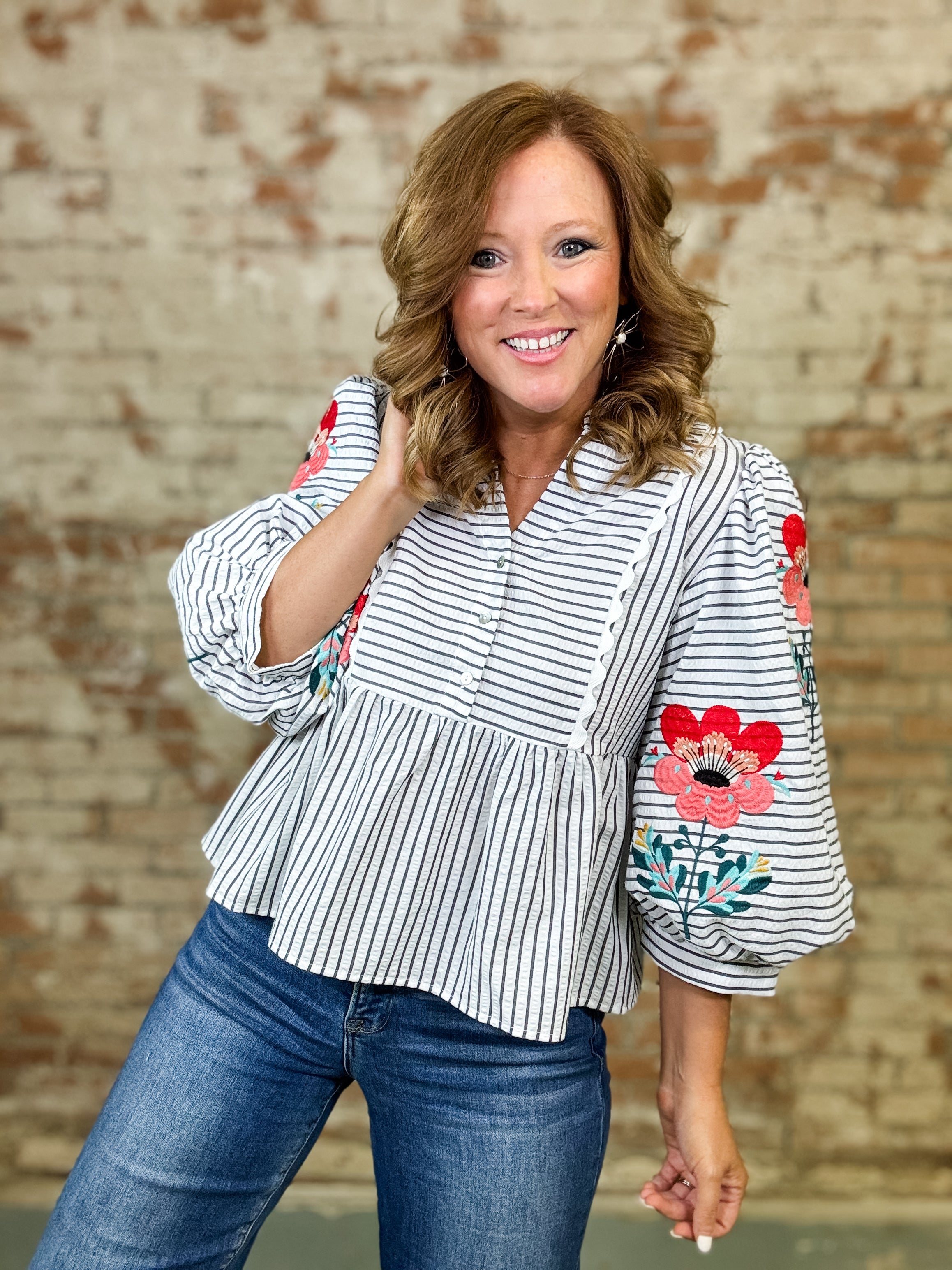 Hilda Embroidered Babydoll Top
