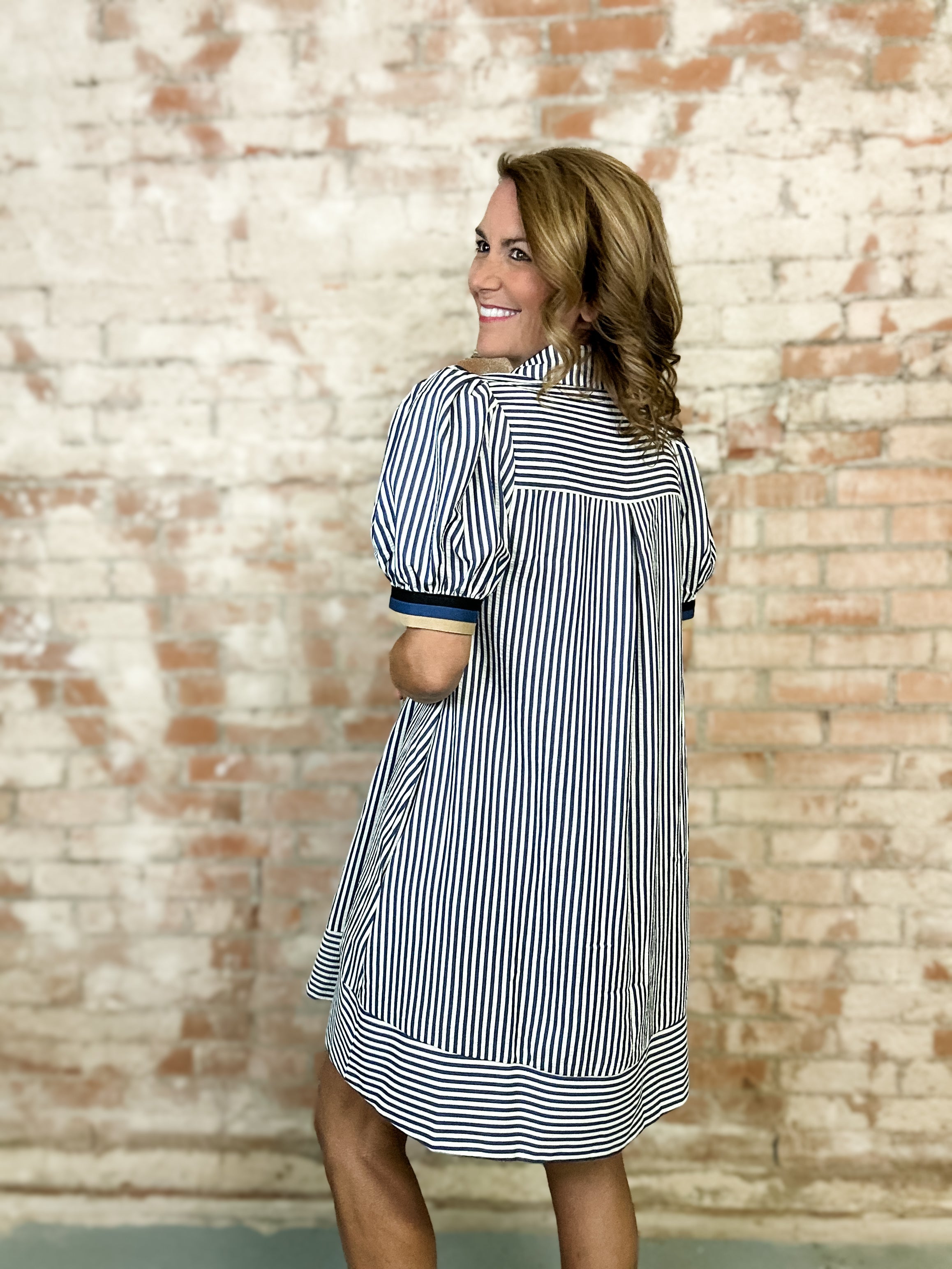 Audrey Stripe Shirt Dress