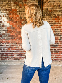 Light Khaki Washed Terry Top