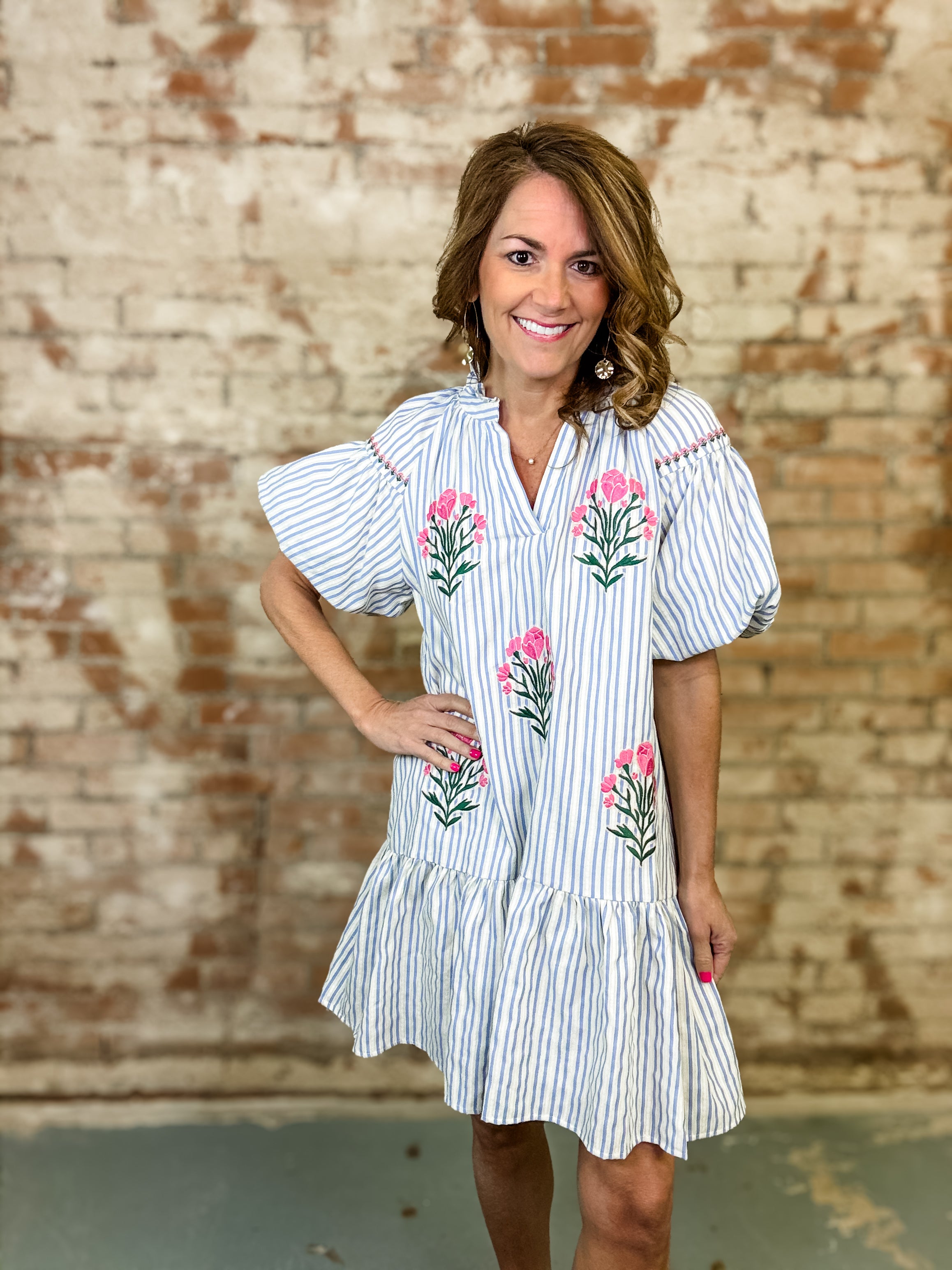 Maxie Embroidered Stripe Dress