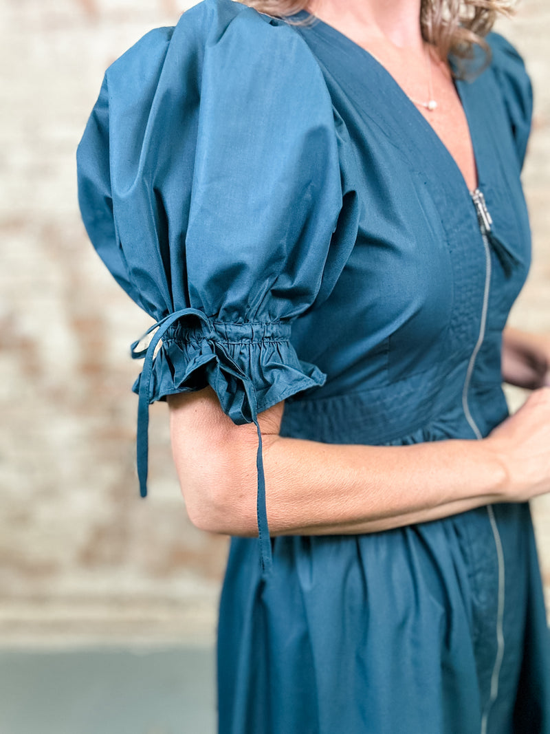 Nina Solid Puff Sleeve Dress