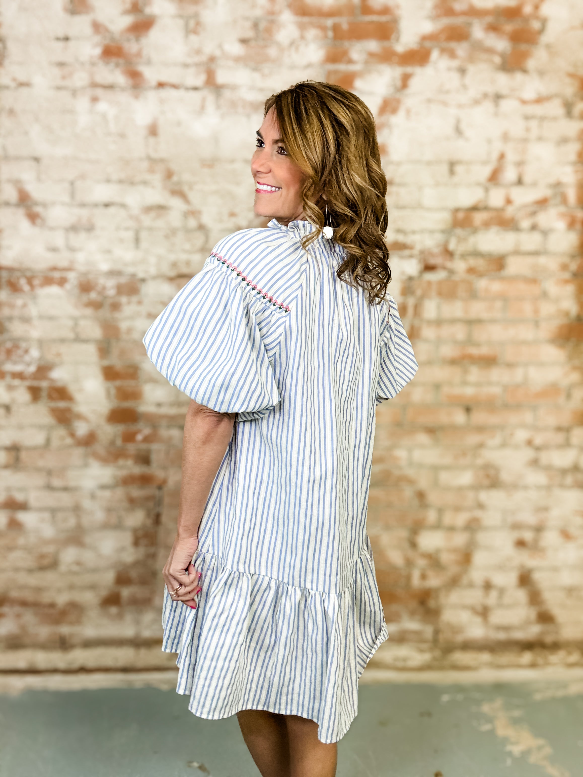 Maxie Embroidered Stripe Dress