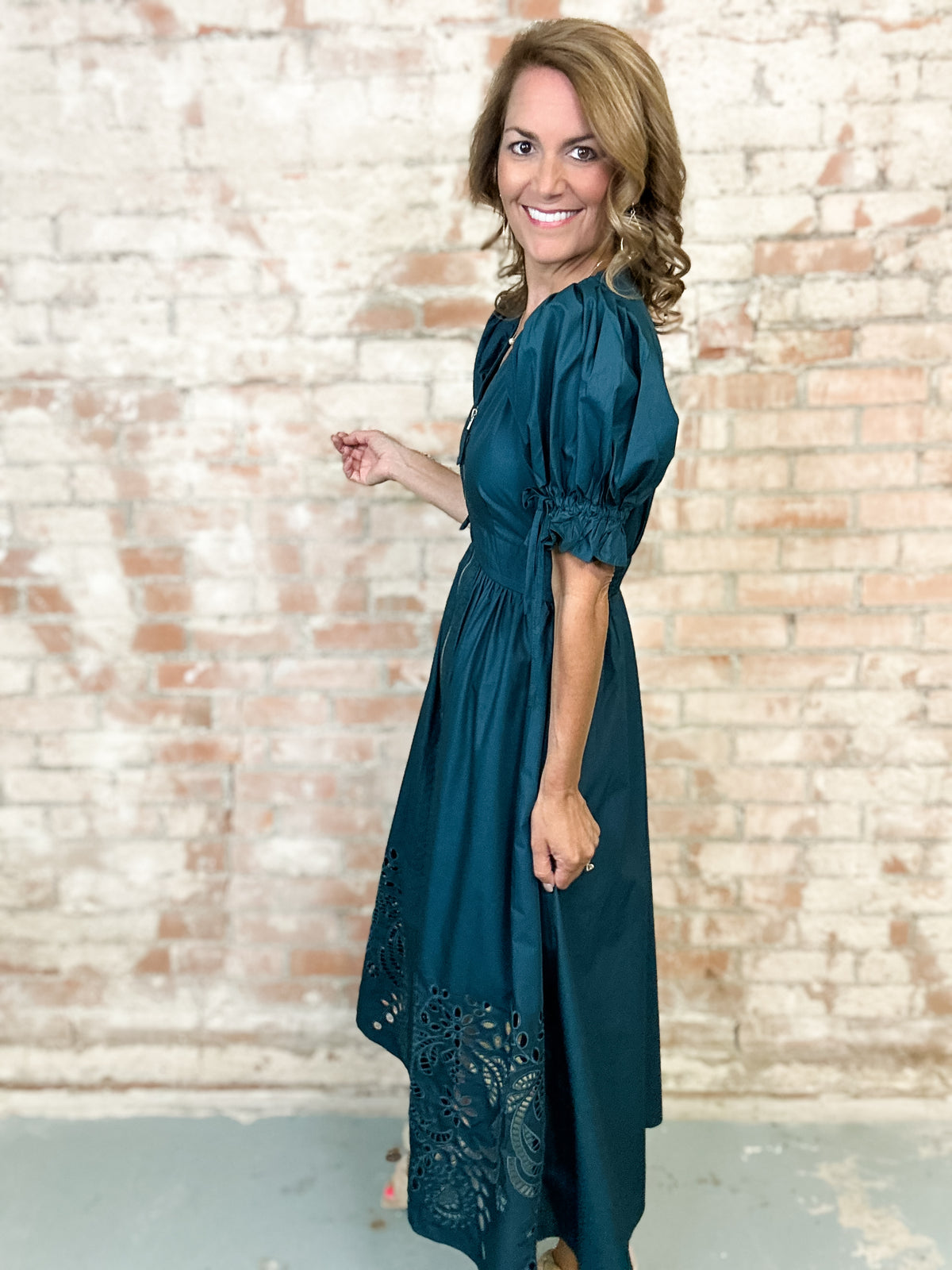 Nina Solid Puff Sleeve Dress