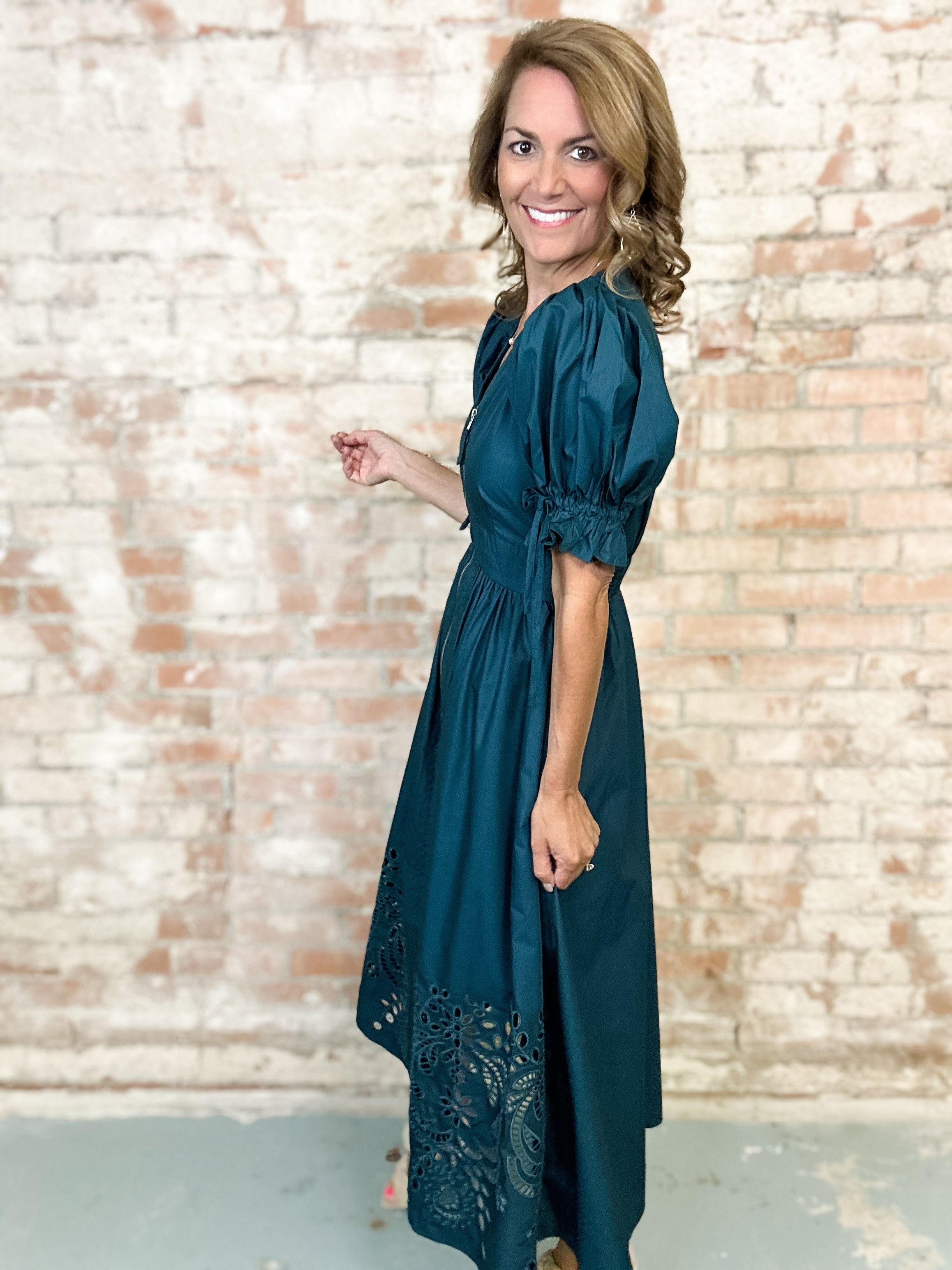 Nina Solid Puff Sleeve Dress