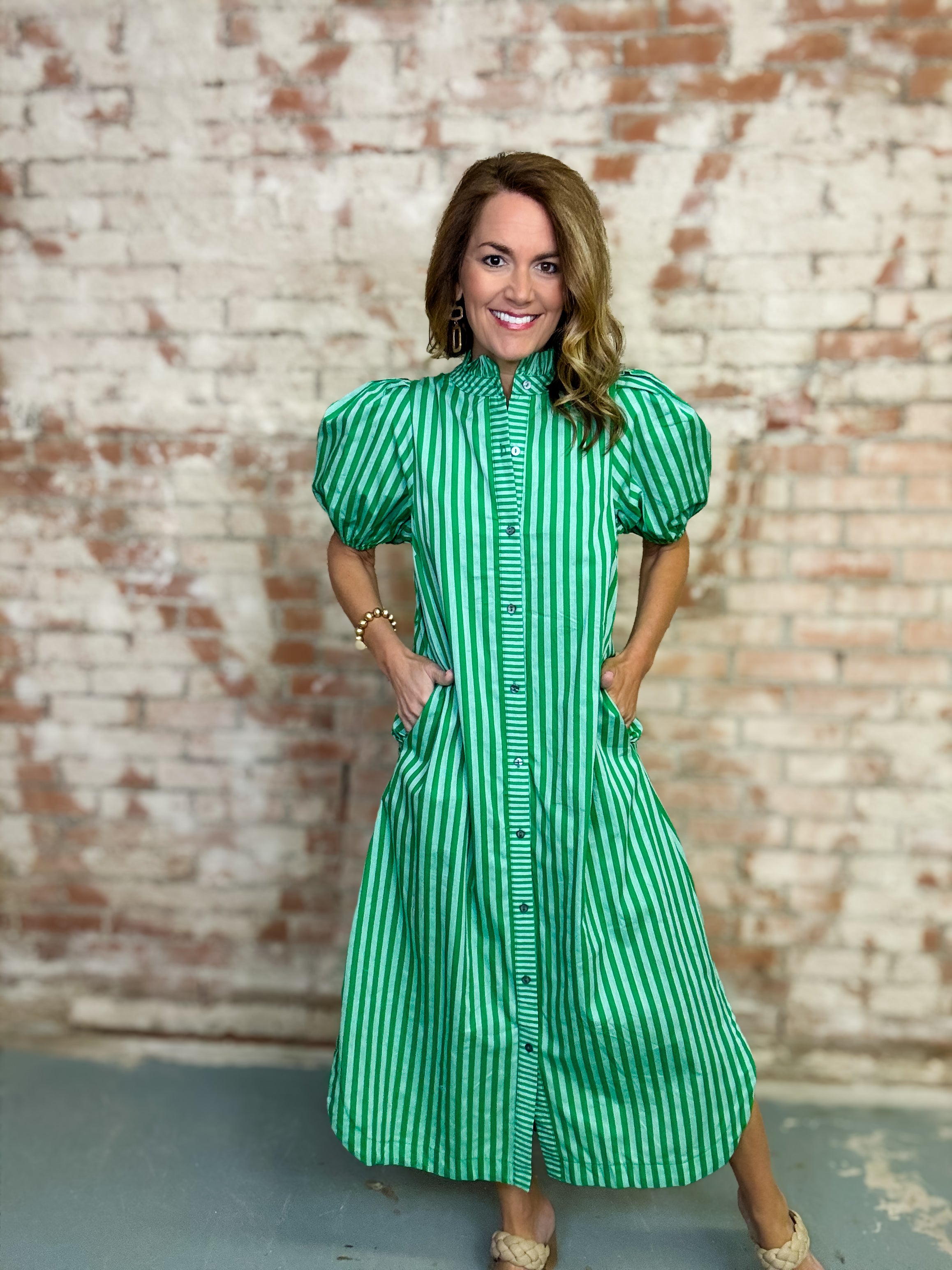 Chelsie Striped Midi Dress