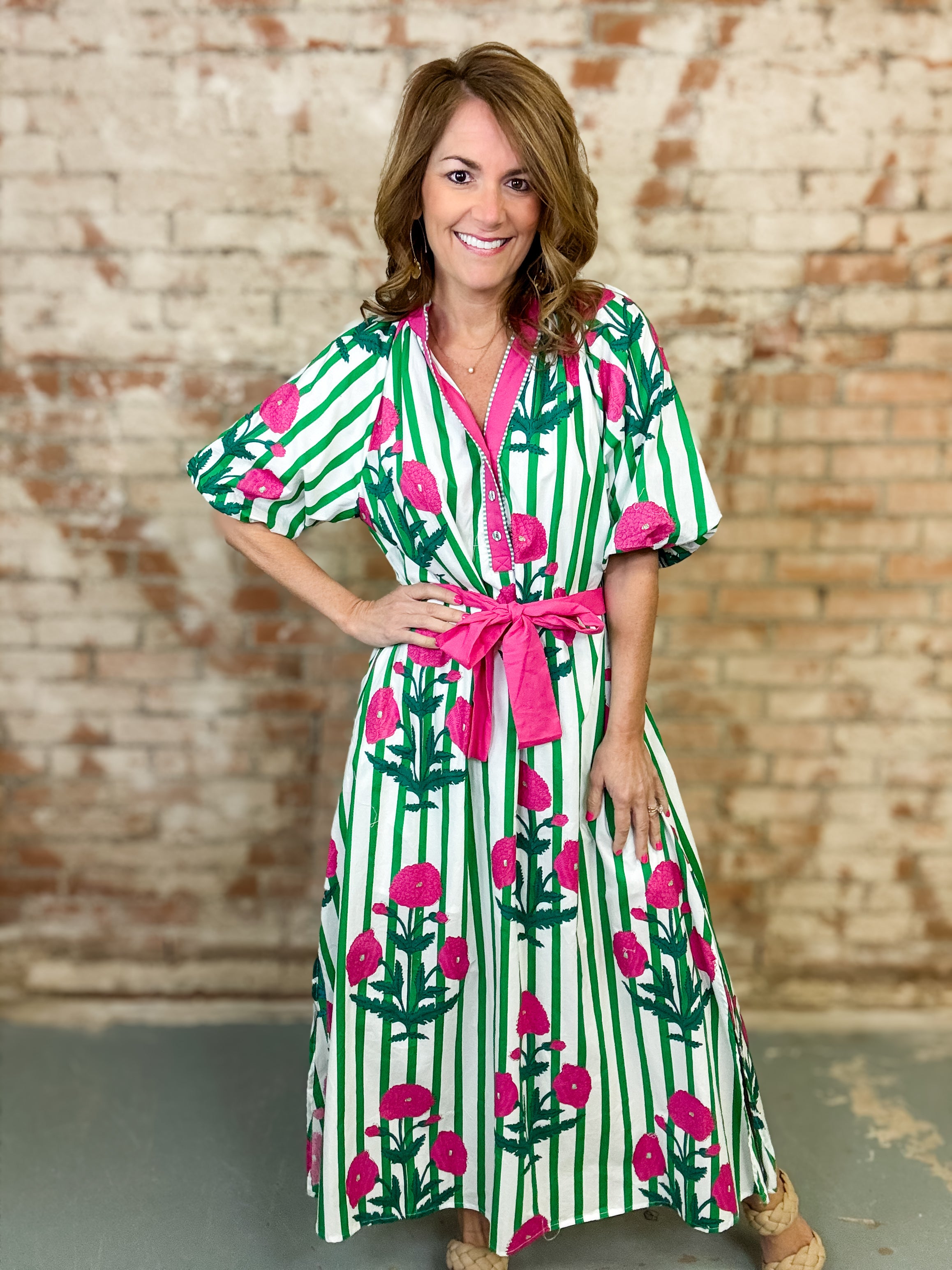 Cecilia Striped Floral Dress