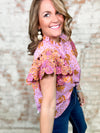 THML Qwinn Fabric Flower Embellished Top