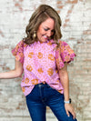 THML Qwinn Fabric Flower Embellished Top